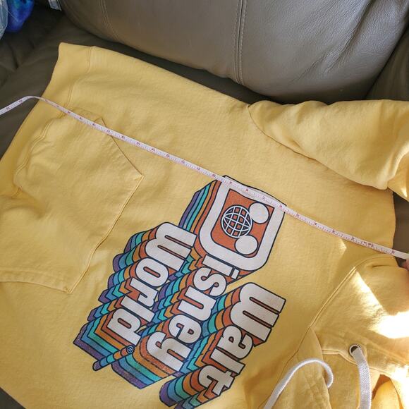 🔥 Disney Parks Walt Disney World Retro Graphic Hoodie Yellow Rainbow Small - Picture 10 of 10
